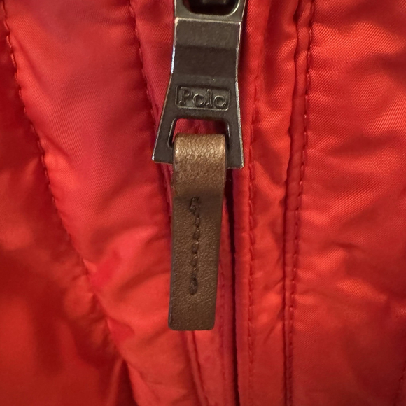 POLO By Ralph Lauren Down Puffer Jacket Men Size:L Full Zip Hooded Red Thick Y2K - Picture 4 of 14